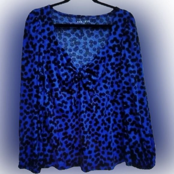NWT Ava n viv Tops polka dot long sleeve blouse 2XL G2 - Picture 1 of 3